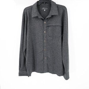 QOR shirt Men’s large Dark Gray Soft Long Sleeve Button Front Polygiene Pocket